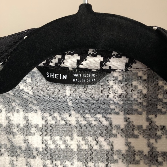 SHEIN Plaid Cape Blazer - Black & White - Size Small - Picture 6 of 8